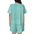 thumbnail image 6 of Fuzoiu Teal Turquoise Glitter Print Women's Short-Sleeved Pajama Set,Lounge Sleepwear Set,Womens Pajama Sets 2 Piece,Button-Up Top and Shorts with Pockets-4X-Large, 6 of 7