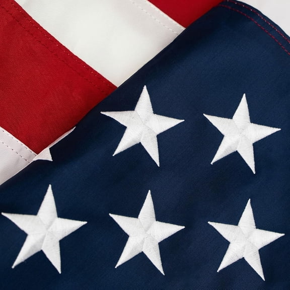 US TOPFLAGS U.S 3' x 5' American Flag Outdoor High Wind - All Weather American Flag Embroidered Stars Heavy Duty Banner, Nylon Sewn Stripes Indoor With Brass Grommets