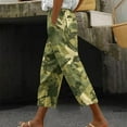 thumbnail image 2 of QATAINLAV Plus Size Capri Pants for Women Fashion Printed Beach Cropped Trouser Summer Casual Drawstring High Waist Straight Leg Capris Pants Multicolor M, 2 of 5