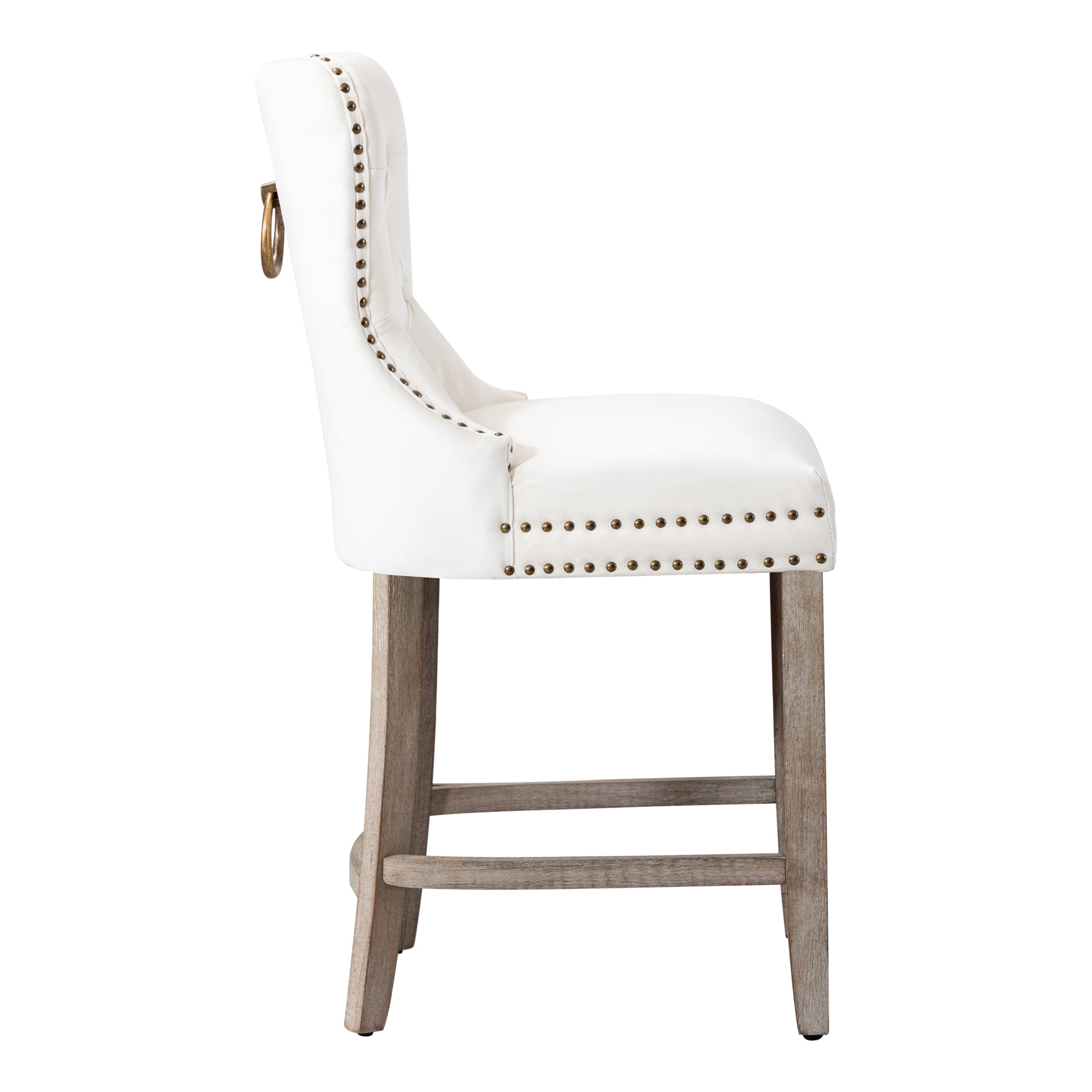 Westin Outdoor 24" Tufted Velvet Bar Stool, Antique Gray/Velvet Cream