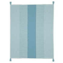 Ox Bay Rory Blue/White Striped Lightweight Cotton with Tassels Throw Blanket, 50" x 60"