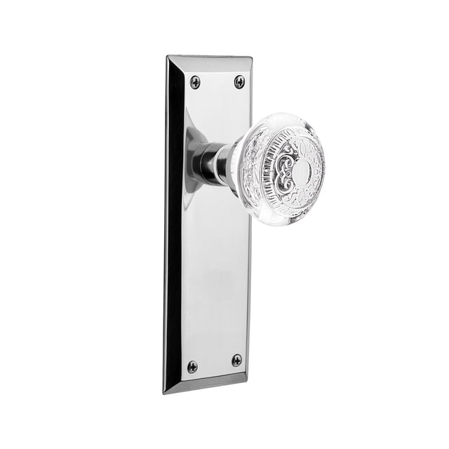 Nostalgic Warehouse 751218 New York Plate, Backset Size: 2.375", Bright Chrome