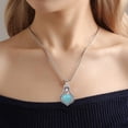thumbnail image 2 of LYMAYTER Retro Style Necklace Earrings 2Pcs/Set Ethnic Style Necklace & Earrings Set - Faux Turquoise, Rhinestone Inlaid, Pendant Necklace & Hook Earrings, 2 of 7