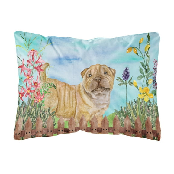 Carolines Treasures CK1281PW1216 Shar Pei Puppy Spring Canvas Fabric Decorative Pillow  12H x16W multicolor