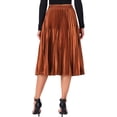 thumbnail image 3 of Falda Midi Plisada de Fiesta para Mujeres INSPIRE CHIC con Cintura Elástica Metálica XL Naranja Café, 3 of 6