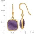 thumbnail image 2 of 925 Sterling Silver Gold Plated Amethyst Long Drop Dangle Earrings 32.5x13.6mm Wide Dangle Earring for Women, 2 of 2