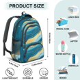 thumbnail image 5 of Blue and Gold Marble Pattern Backpack for School, Cute School Bag with Adjustable Shoulder Straps and Padded Back, 16.9"x12.6"x5.9", 5 of 5