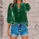 thumbnail image 2 of Sudaderas con capucha para mujer,Blusa tipo túnica de terciopelo con cuello en V para mujer, manga larga, corte holgado, abertura frontal con hebilla y bolsillo, tela de poliéster, sopatenor, 2 of 9