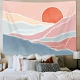 thumbnail image 3 of Mountain Sun Pink Tapestry, Bohemian Sunrise Sunset Landscape Abstract Aesthetic Wall Art Tapestries, Boho Wall Hanging Tapestry for Bedroom Living Room College Dorm, 60 x 40 inch, 3 of 3