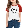 thumbnail image 2 of SERTG Girls Valentine Print Raglan Sleeve Casual T-shirt Kids Shirts Spring Summer Short Sleeve Cute Tops(Red#1,11 Years), 2 of 8