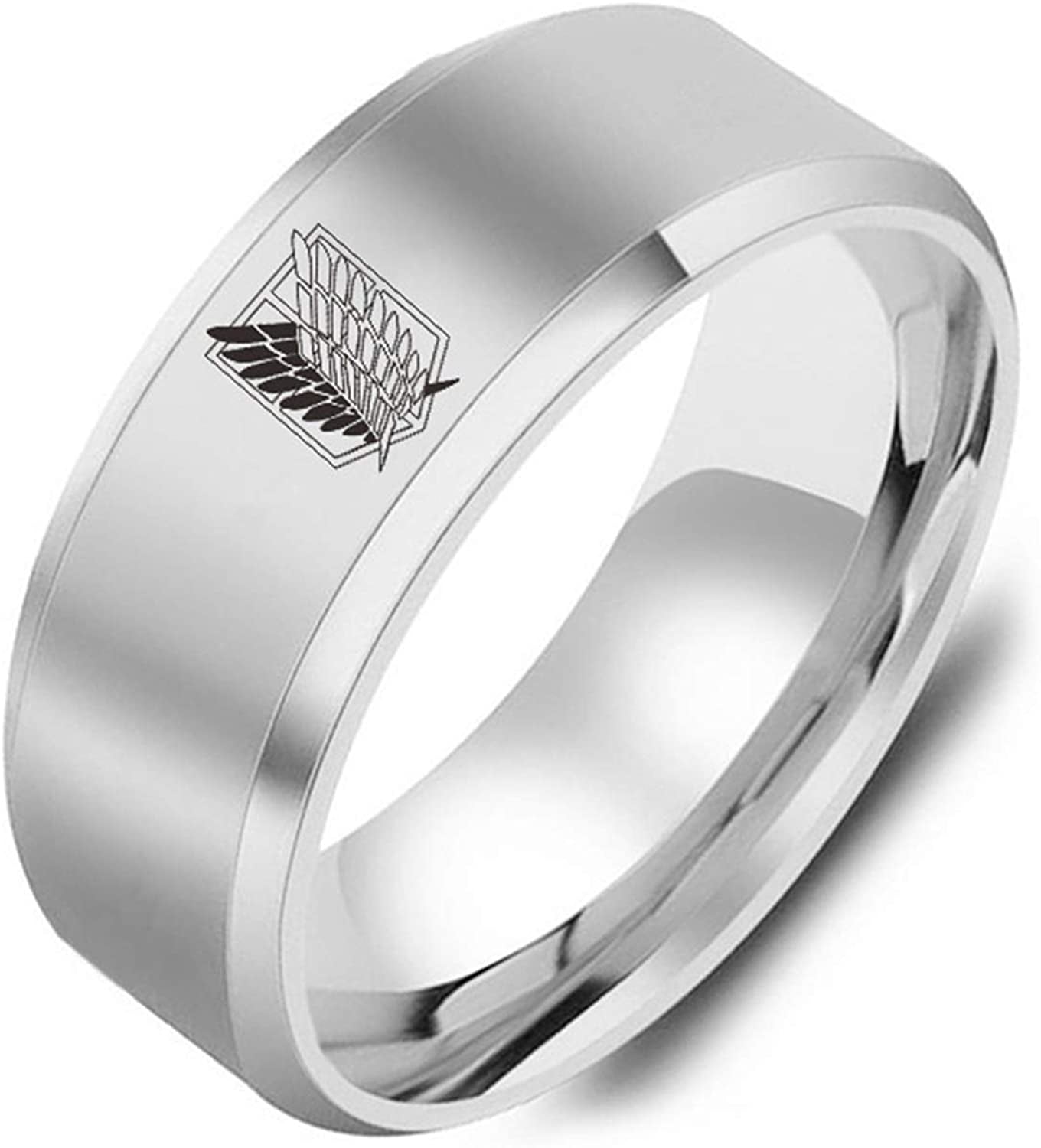 Anime Ring, Wings of Freedom Logo Stainless Steel Ring for Men Polished