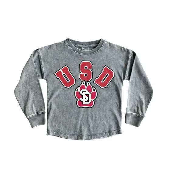 Girls Youth Gameday Couture Gray South Dakota Coyotes Faded Wash Pullover Top