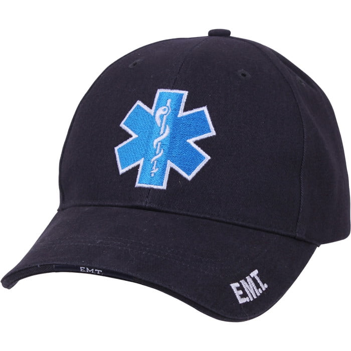 Men/'s Navy Blue Embroidered Star of Life EMS EMT Logo Deluxe Low Profile Cap Hat