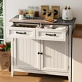 thumbnail image 5 of Coffee Bar Cabinet, 35" Kitchen Storage Cabinet with 2 Drawers, Adjustable Shelf, White+Gray, 5 of 6