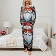 thumbnail image 2 of Cool Santa Headphones Sunglasses Womens Pyjamas Set Button Up Pyjamas Womens with Long Sleeve Top And Wide Leg Pants V-neck Loungewear Sets, 2 of 9