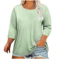 thumbnail image 2 of Yuwull Womens Plus Size 3/4 Roll Sleeve Blouses Crew Neck Casual Tunic Tops Casual Solid Color Long Sleeve Shirts For Women, 2 of 4
