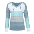thumbnail image 5 of Xudanell Women's Sweaters Color Block Knit Pullovers Long-Style Fall Hoodies Sweaters for Women Trendy Blue S, 5 of 5