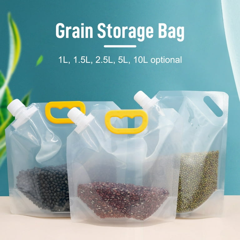 5 Pcs Grain Moisture-Proof Sealed Bag Transparent Stand Up Food Storage Bags  Transparent Grain Storage Suction Bags, Resealable Airtight Smell Proof  Packaging Bags TIKA 