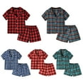 thumbnail image 4 of GYRATEDREAM Kids Toddler Baby Girl Boy Summer Two Piece Pajamas Set Cotton Button Down Plaid Top with Shorts Sleepwear Set, 4 of 4
