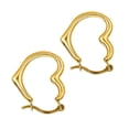thumbnail image 3 of Jewelstop 14K Real Yellow Gold Heart Hoop Tubular Earrings, 3 of 5