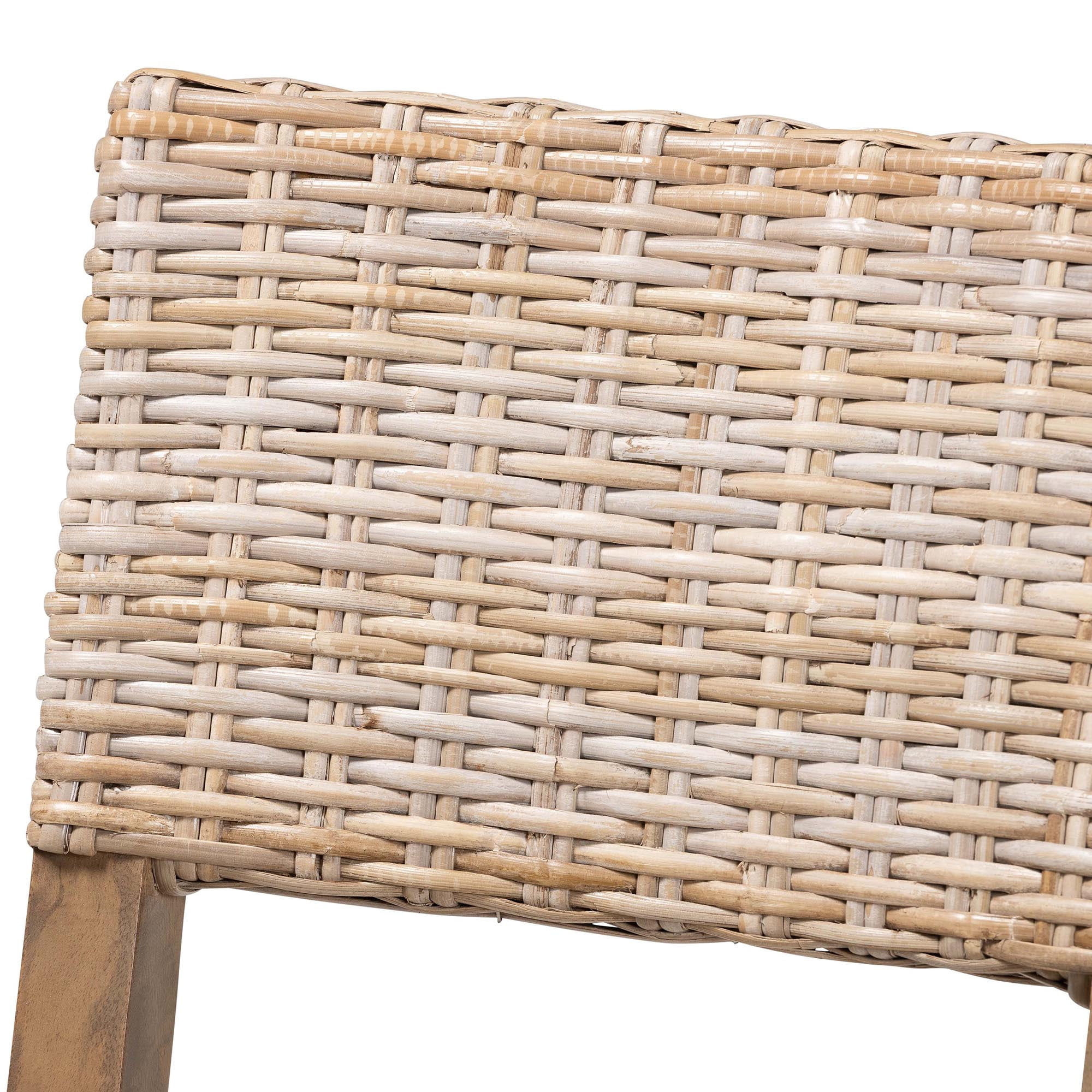 bali & pari Barossa Boho Dining Chair, Handwoven Natural Kubu Rattan, Grey