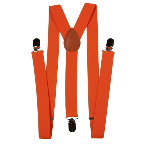 Mens / Womens One Size Suspenders Adjustable, Neon Orange