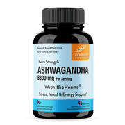 Sandhus Extra Strength Ashwagandha with Black Pepper Extract | Stress, Mood and Energy Support for Men & Women | 90 Ct