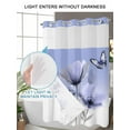 thumbnail image 4 of No Hook Cloth Fabric Shower Curtain with Snap in Liner, Spring Tulip Waterproof Shower Curtains Set with See Through Top Window, Watercolor Purple Flowers Butterfly Plants Bath Curtains 48"x72", 4 of 6