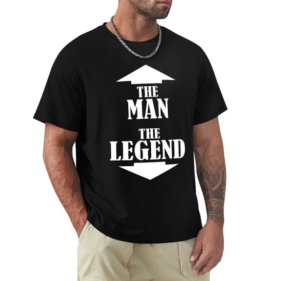 The Man The Legend Men's HD Print Classic Short Sleeve T-Shirts Black S