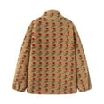 thumbnail image 5 of NANAIQ Women's Berber Fleece Jacket Thicken Coat Floral Casual Warm Vintage Elegant Outerwear with Pockets Jackets Fall Winter Outwear, Brown, L, 5 of 9