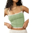 thumbnail image 2 of Yunliwuli Women's Plaid Crop Cami Tops Sleeveless Tiny Bow Front Camisole Lace Trim Tank Tops, 2 of 8