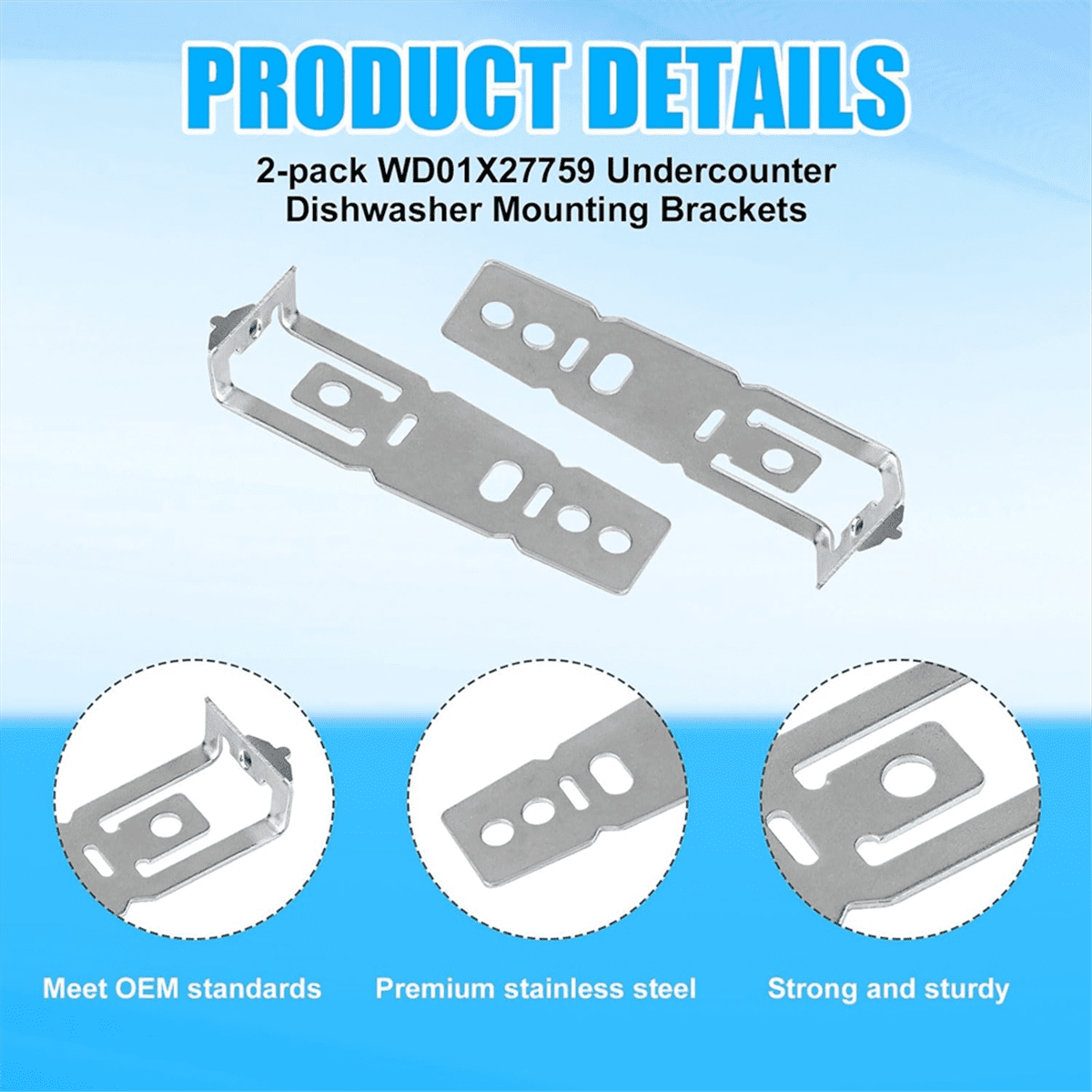 2Pcs Dishwasher Mounting Fastening Bracket, WD01X27759 Quartz Countertop Install Clips