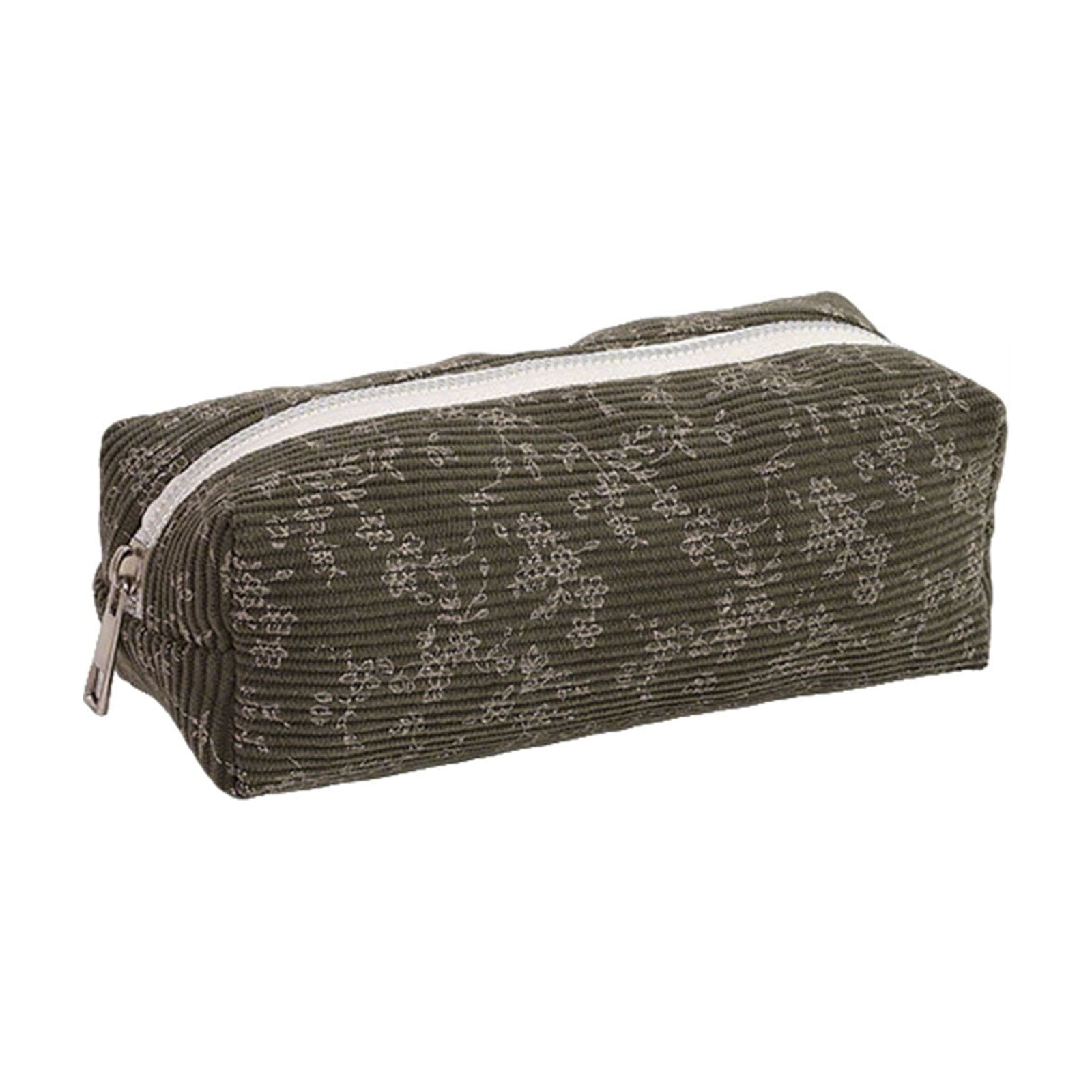Vintage Pencil Case Retro Printed Pencils Pouch Large Capacity Travel Storage Bag Multifuncational Organizer Pounches for Home Classroom Office Use