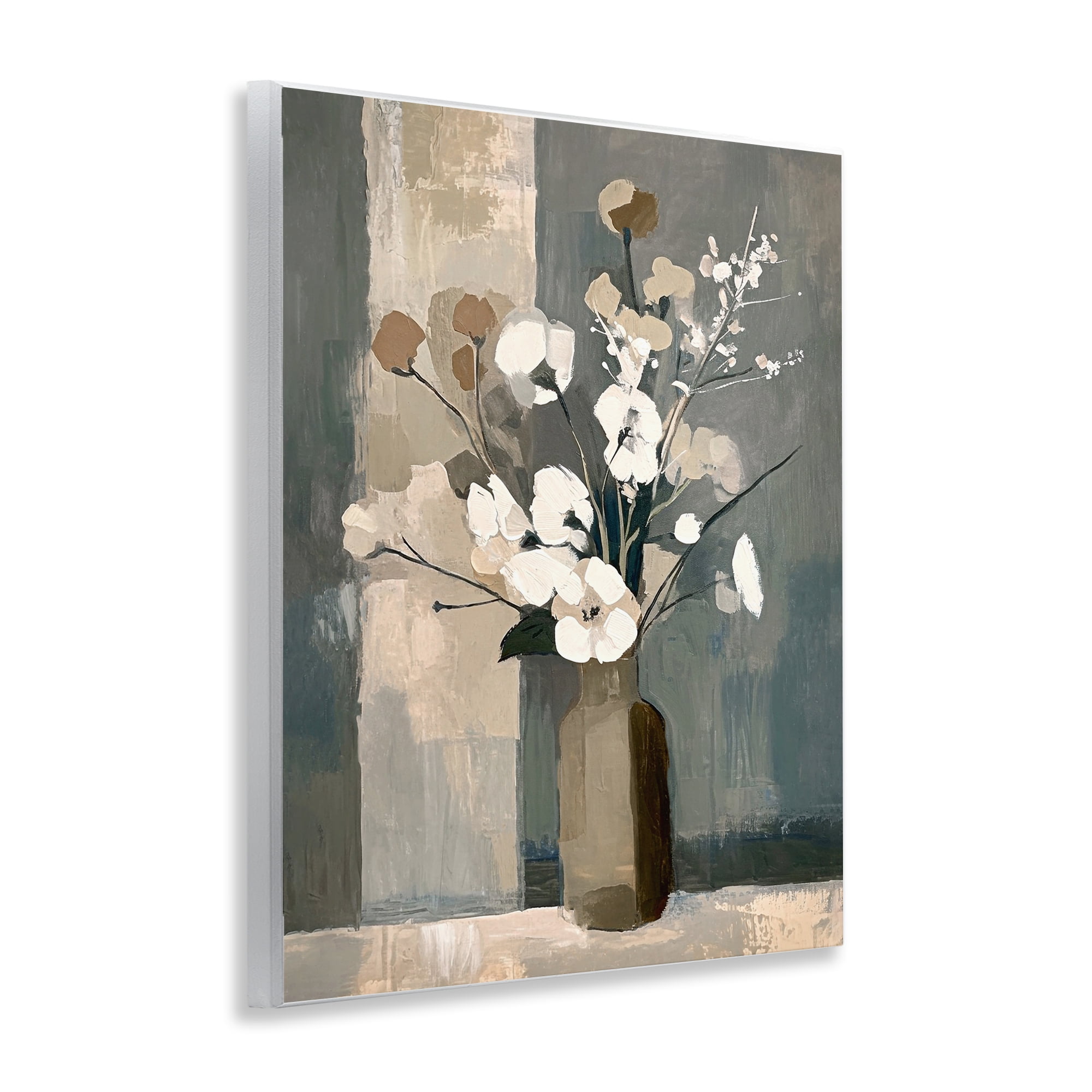 Stupell Industries Neutral Floral Vase Botanical & Floral Painting Unframed Art Print Wall Art, 11 x 14