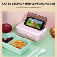 thumbnail image 2 of Compartment Lunch Box, Plastic Lunch Box, Student and Office Worker Lunch Box, Microwave Safe, Sealed and Portable, with Handle, Ideal for School and Work, Pink, 2 of 6