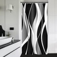 thumbnail image 2 of Small Stall Black White Striped Shower Curtain Rv Narrow Camper Abstract Lines Geometric Modern Simple Cool Man 36Wx72H Inch Neutral Fabric Decor Bathroom Polyester Waterproof 7 Pack Hooks, 2 of 6