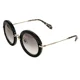 thumbnail image 4 of MIU MIU NOIR MU08RS Round Black Leather Crystal Rock Pave Gold Sunglasses 08R, 4 of 6