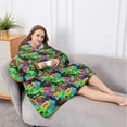 thumbnail image 5 of Oversized Wearable Blanket Hoodie,Colorful Controllers Games Icons Green Pattern Sherpa Blanket Hoodie with Super Pockets,Super Warm Fuzzy Pullover for Women & Men, 5 of 6