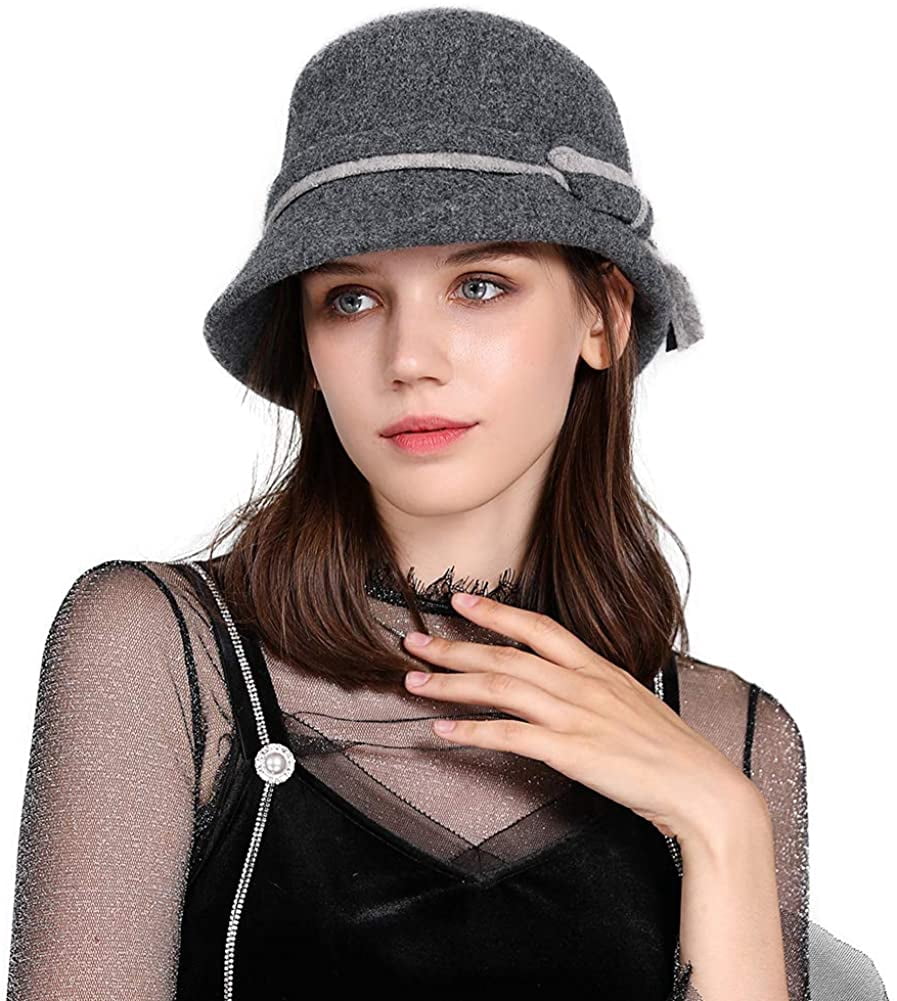 Womens 1920s Vintage Wool Felt Cloche 