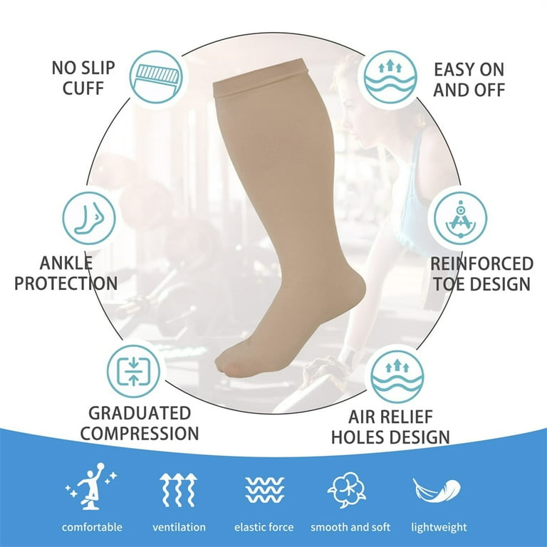 Compression socks knee high wide calf 20-30 mmhg S/M L/XL