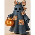 thumbnail image 2 of 2Pack Halloween Patchwork Ghost Lamps Indoor, Patchwork Ghost with Pumpkin Cute Fall Tabletop Figurine Decoration for Home, 2 of 11