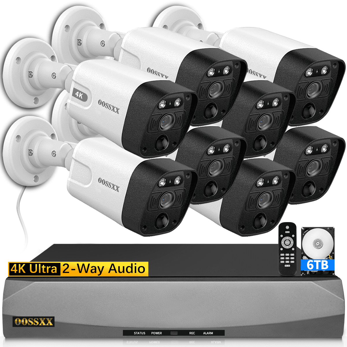 OOSSXX 4K Poe Security Camera System, 8pcs 8mp Cameras For Home
