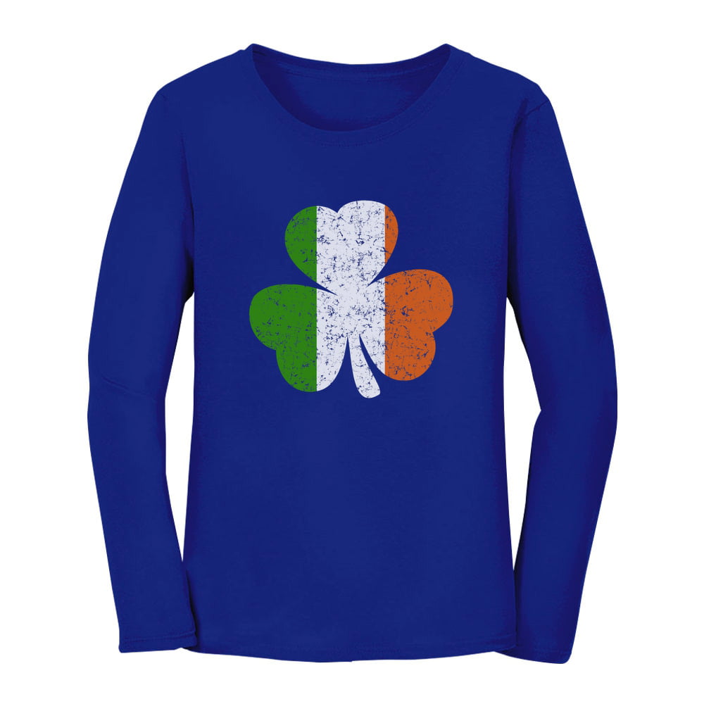Irish Shamrock Womens Girls Crew Neck T Shirt Raglan Baseball Top Tunic
