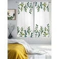 thumbnail image 3 of Green Leaf Sheer Curtains 63 Inch Long 2 Panels, Watercolor Leaves Pastoral Plant Spring Light Filtering Rod Pocket Semi Sheer Curtains, Sheer Voile Drapes for Living Room Bedroom, 52"x63", 3 of 5