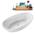 thumbnail image 3 of 67" Streamline G-62-259-BGM Soaking Glossy White Freestanding Tub and Tray With Internal Drain in Brushed GunMetal, 3 of 11