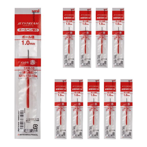 Recambios para bolígrafo Mitsubishi Jetstream SXR10 1.0 mm Rojo 10 unidades