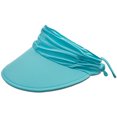 thumbnail image 3 of Panama Jack Women's Sun Visor Hat - Lightweight, Packable, Adjustable Tie, 4" Wide Floating Big Brim with Embroidered Logo (Aqua), 3 of 9