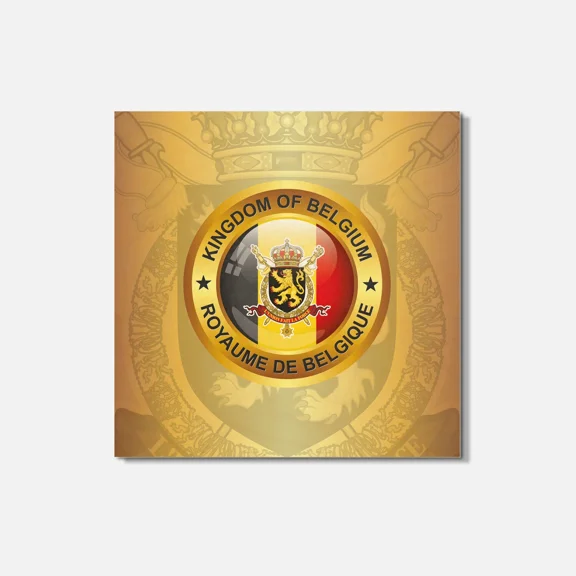 Belgium Coat Of Arms Glossy 4'' X 4'' Square Wooden Coaster