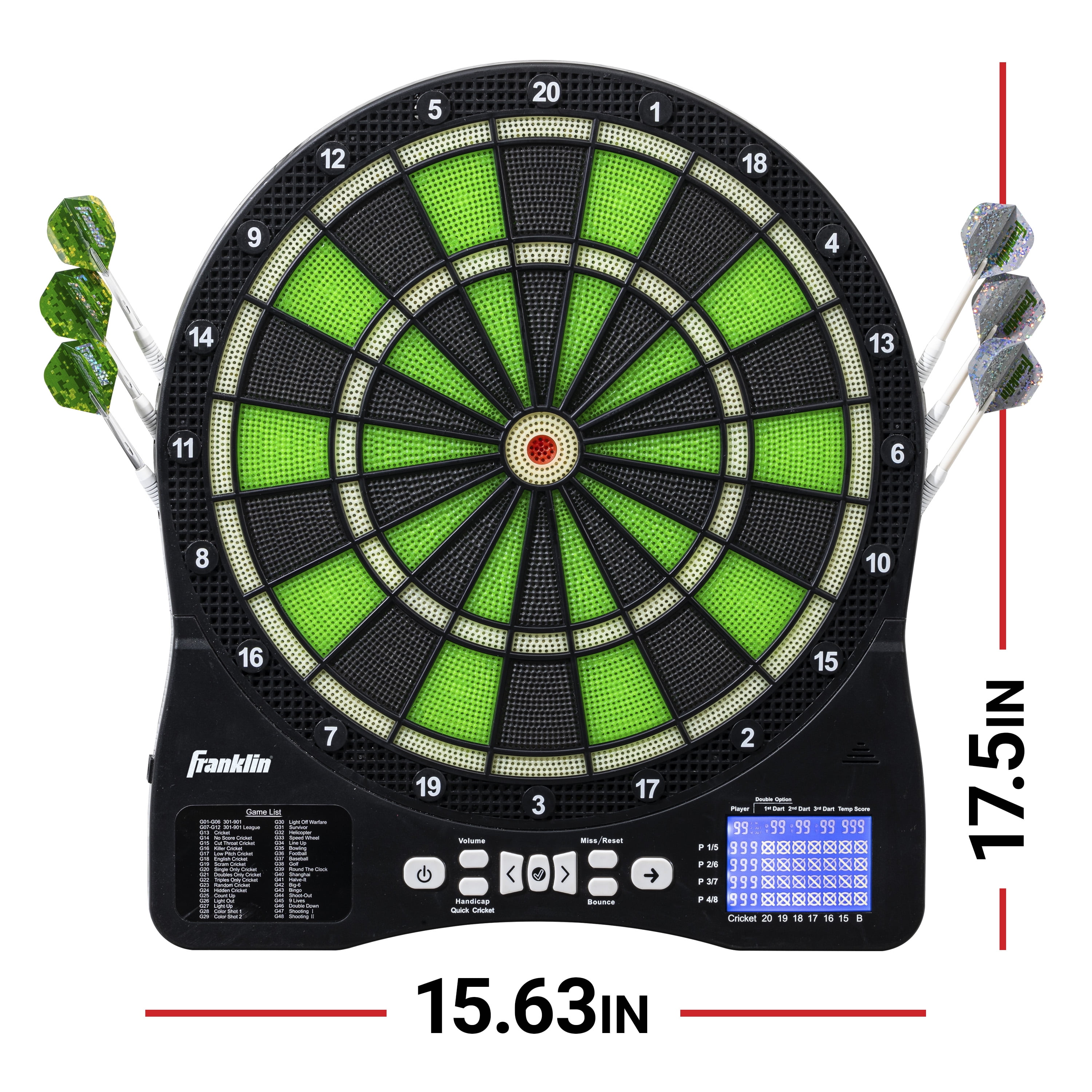 optie Uithoudingsvermogen specificatie Franklin Sports Light Up Electronic Dart Board Set - LED Soft Tip Electric  Dartboard with Digital Scoreboard - Adults + Kids Set - (6) Darts Included  - Walmart.com