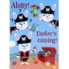 Designer Greetings Three Pirate Rabbits and Treasure Chest of Eggs Easter Card for Boy